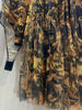 Designer retro geometric print knitted elastic one-piece tights two-piece spring women's dress+loose gauze skirt suit