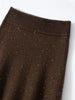 Chic Women Sweater Suite Skirt 100% Cashmere A-Line Skirt Autumn Winter Wave Skirt Elastic Knee Length Dress Sequins French Knit