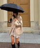 Oversized Tie Waist Short Trench Coat Stand Collar Long Sleeve Patch Pockets Spring Chic Daily Casual Women Jacket
