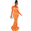 Women Mesh Patchwork Diamonds Rhinestones Bodycon Midi Mermaid Maxi Dress Evening Sexy Party Dresses Vestidos
