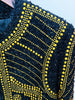 High Street F/W Designer Jacket Women's Metal Rivet Beaded Tweed Jacket