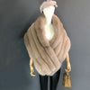Woman Real Fox Fur Shawl Vest Jacket Fluffy Fur Cape Natural Fur Poncho Fur Lady Scarf Wrap Coat Shawl Wedding Party Clothing