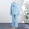 Street Stripe Cotton Padded Coat Pant Women Set Loose Full Sleeve Hooded Zipper Jacket Elastic Waist Pants Winter Lady Suit