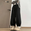 Cute Ruffled Hem Bloomers Pants Woman Japanese Lazy Style Loose Breathable Wide Leg Pants Autumn Y2K Women's Bottoms