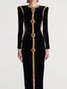 Solid Spliced Sequins Temperament Dresses for Women O Neck Long Sleeves Patchwork Bead Split Dress Female