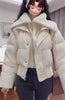 Autumn Winter Women Fake Two Pieces Padded Jacket Turn-down Collar Crop Down Jacket Korean Thick Parkas Outwears Designer