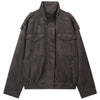 Leather Jacket Women Autumn Oversized Bomber Jacket Coats & Jackets Stand Collar Long Sleeve Tops Outerwears