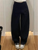 Retro American Curved Knife Navy Blue Wide Leg Straight Jeans Women Spring Autumn Casual High Waist Trousers Loose Casual Pants