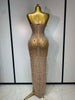 Rhinestones Sexy Mesh See Through Bodycon Dress Women Birthday Evening Cocktail party Gown Red Carpet Club Stage Outfit