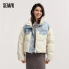 Down Jacket Women Waterproof Patchwork Oversize Stand Collar Winter Coat