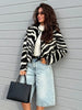 Women Zebra Print 2 Piece Set Round Neck Cropped Jacket Mini Skirt Set All Matching Suit Female Autumn Street Office Outfit
