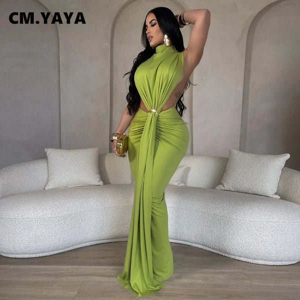 Women O-neck High Split Ruched Stacked Bodycon Midi Maxi Dress Evening Party Club Vestidos Sexy Chic Long Dresses