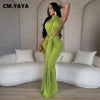 Women O-neck High Split Ruched Stacked Bodycon Midi Maxi Dress Evening Party Club Vestidos Sexy Chic Long Dresses