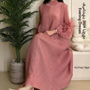 Yudx Purple Pleated High Neck Maxi Evening Dress, Ruffle Sleeve Women's Wedding Guest Ramadan Party Dress