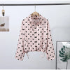 Pink Polka Dot Jacket For Women Casual Stand Collar Long Sleeve Button Loose Coat Lady Spring Chic Street Outerwear