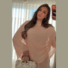 Minimalist Pink Chiffon Stand Collar Dresses Women Slim Fit Layered Shawl Sleeve Vestido Summer Beach Vacation Daily Gown