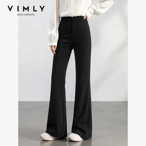 Women's Black Flare Pants Autumn Elegant High‑waist Versatile Pants Casual Office Lady Trousers 31738