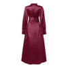 Stylish Waisted Party Dress Autumn Dreses Elegant Women Long Lantern Sleeve Robe Solid A Line Satin Long Dresses