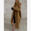 Women Solid Casual Long Trench Coat Lapel Collar Single Breasted Long Sleeve Loose Windbreaker Spring Autumn Streetwear