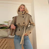 Autumn Stand Collar Trench Coats For Women Long Sleeve Belt Double Breasted Jacket Lady High Street Chic Outerwear