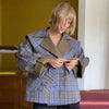 Stylish Double Sided Coat Women Casual Chic Loose Striped Windbreaker Autumn Designers Y2k Eye-catching Streetwear