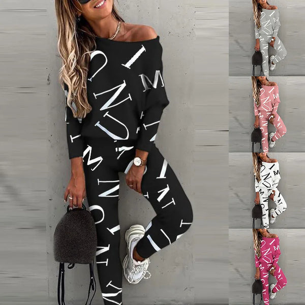 Urban Style Women's Casual Long Sleeve Printed Set Pants Autumn Comfortable Streetwear Outfit