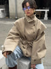 Solid Stand Collar Trench Short Coats Button Long Sleeve Pocket Zipper Windbreaker Lady High Street Outerwear