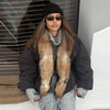 Casual Women Thick Coat With Faux Fur Collar Full Sleeve Zipper Loose Oversize Warm Jacket Female Winter Lady Coats