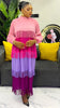 Tassel Patchwok Color Block Dress for Women Pleated Puff Sleeve Mid-calf Dresses Female Autumn