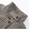 Turtleneck Short Checkered Coat Women Double Breasted Long Sleeve Outerwear Autumn Lady Daily Casual Jacket