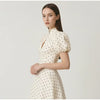 Elegant Floral Jacquard Cheongsam Mini Dress Women Black Ruffle Hem Bodycon Slim Fit Flowy Soft Chic Lady Party Gowns