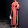 Elegant Women Wraped Bow Neck Long Sleeve with Sashes Maxi Long Dress Chic Sexy Party Prom Big Swing Pleated Dresses
