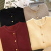 Crew neck 100 pure cashmere cardigan small fragrant coat women's spring and autumn loose wool knit sweater