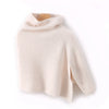 French Retro 100% Pure Wool Shawl Women's Autumn Winter High Neck Thick Warm Cover Knitted Scarf, One-Piece Cape