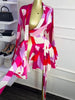 Spring Women Flare Long Sleeve V-neck Sashes Ruffle Mini Dress Street Elegant Sexy Vacation Party Birthday Dresses