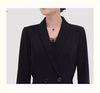 Long Black Fitted Trench Coat for Women, Chic Stylish, Single Breasted, Designer Clothing, Spring, Elegant