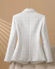 White Checkered Suit Jacket For Women Spring Autumn Small Fragrant Elegant Suit Coat Female Blazer