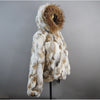 Russian Women Real Rabbit Fur Coats Winter Warm 100% Natural Rabbit Fur Jacket Lady Warm With Raccoon Fur Hooded Outerwear
