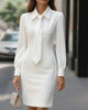 Autumn temperament solid colour waist tie long-sleeved dress women