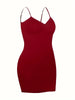 Plus Size Autumn Solid Casual Dress Women's Adjustable Suspender V Neck Slight Stretch Sexy Short Dress