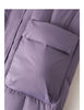Womens Down Jacket Winter 90 White Duck Down Purple Hooded Large Pocket Warm Long Outerwear