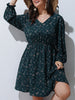 Plus Size Floral Print A-line Dress Women Long Puff Sleeve High Waist Elegant Spring Casual Midi Boho Dress Large Size 6XL 7XL