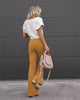 Corduroy Casual Trousers Women Autumn Winter Solid High-waist Flare Pants Lady Slim Black Gray Khaki Orange Long Pants