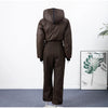 Winter Women's One‑piece Ski Suit Hooded Zipper Pocket Full Sleeve Coat Pant Suits Lady Warm Vacation Skiwear