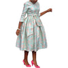 African Dresses for Women Autumn Elegant African 3/4 Sleeve Polyester Party Wedding O-neck Midi Dress African Clothing
