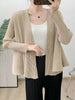Versatile Pleated Jacket For Women Spring Long Sleeves Solid Color Cardigan Female Casual Coats 2DB1618