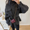 Elegant Woolen Women Short Coat Urban Stand Collar Long Sleeve Belt Pocket Female Outwear Autumn Winter Lady Streetwear