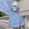 Japanese Sweet Lolita Style Women Dress Cute Bow Puff Sleeve Cosplay Patchwork Dresses Kawaii Girl Y2k Robe Vestido