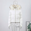 Wool Collar Hooded Cotton Women's Jacket Zipper Elastic Hem Long Sleeve Pocket Women Winter Coats Autumn Short Jacket For Ladies