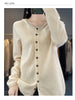 100% Merino Wool Sweater Cardigan Women Korean Coat Solid Color Top Spring/Autumn/Winter Women Hooded Cardigan